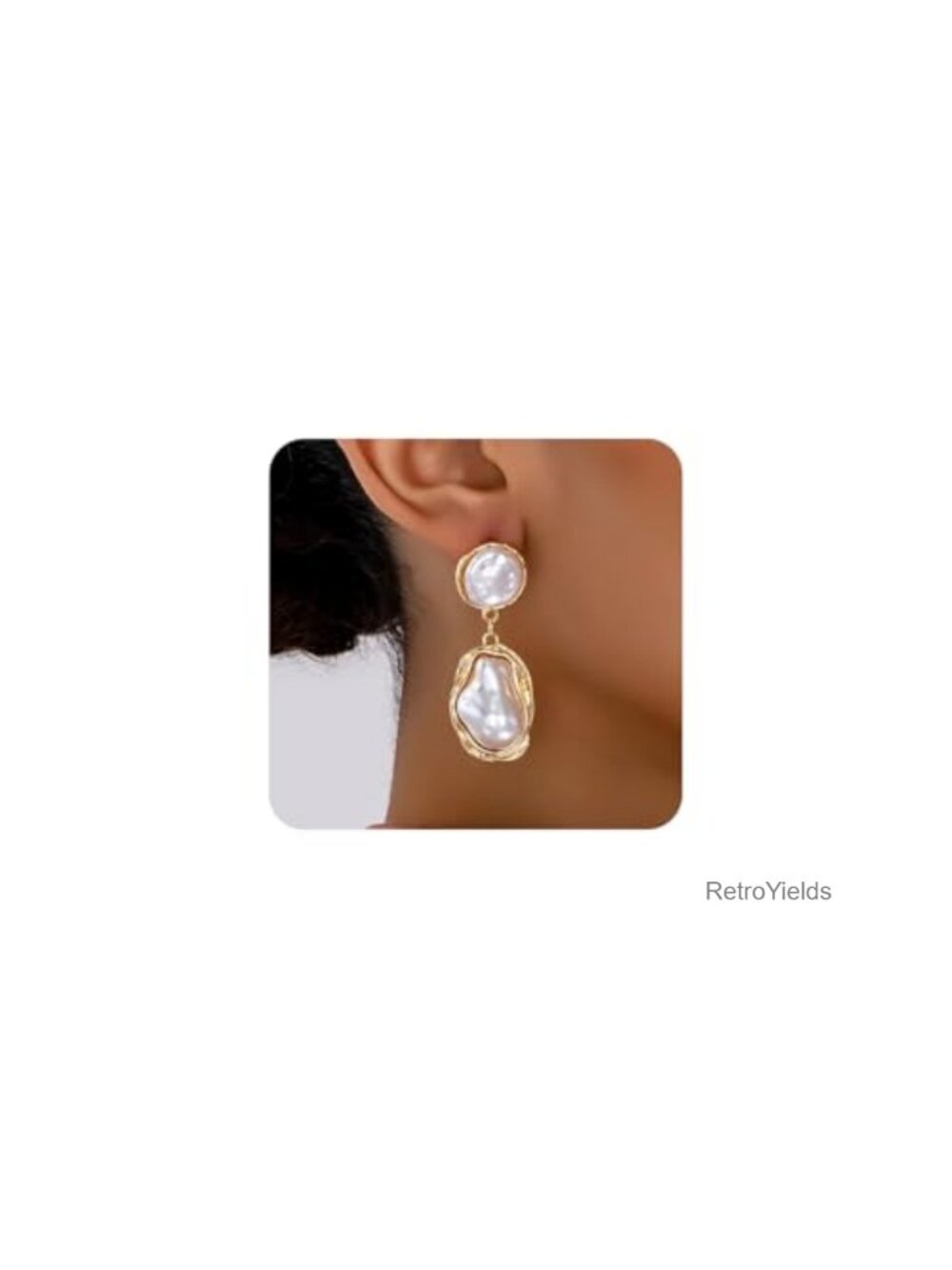 Vintage Baroque Pearl Dangle Drop Earrings for Women, Gold Plated Lightweight